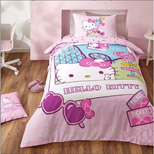 Детское постельное белье c простыней на резинке TAC Disney Hello Kitty Travel